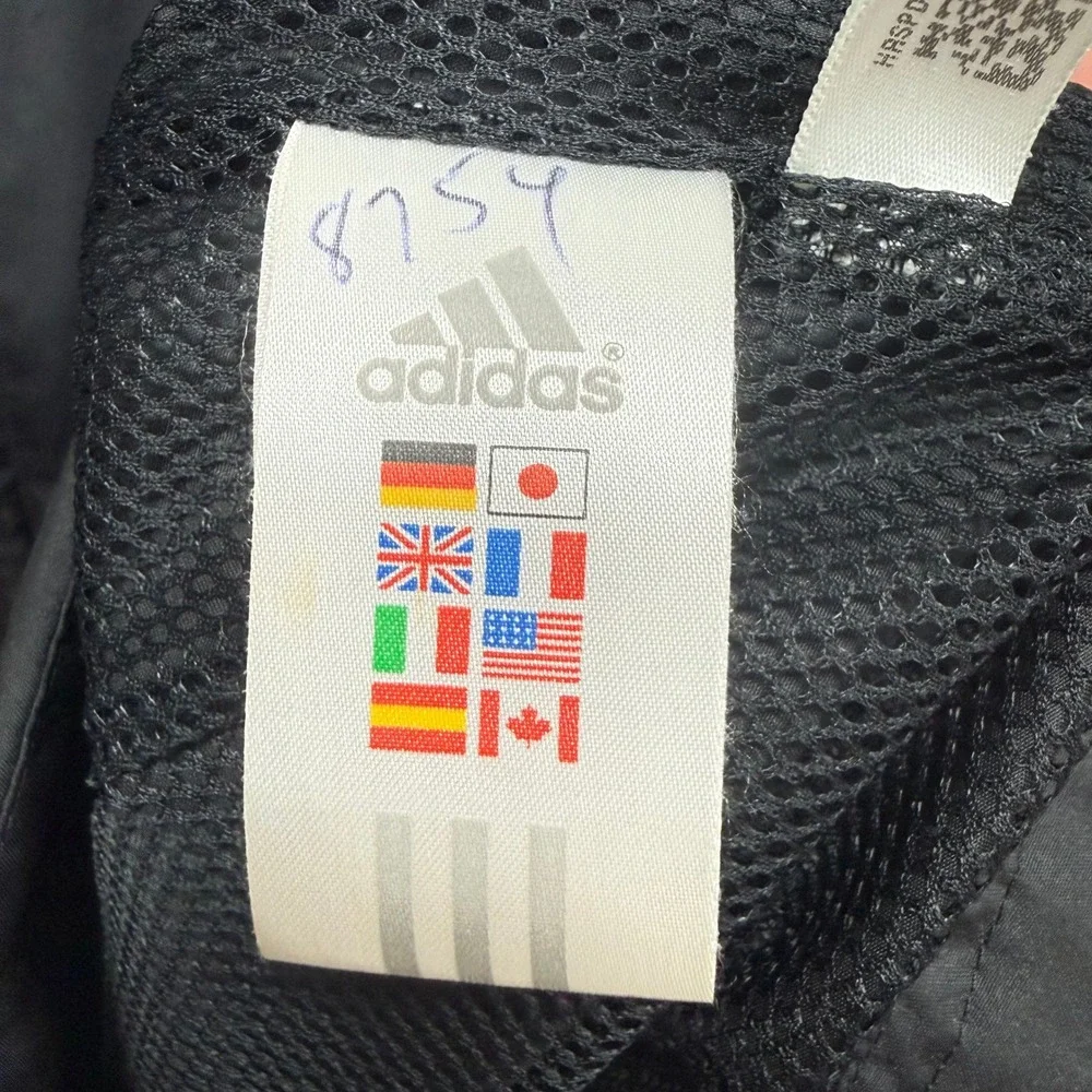Vintage Adidas Windbreaker Jacket Mens Medium Black 3-Stripe Hooded Full Zip Y2K